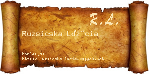 Ruzsicska Lúcia névjegykártya